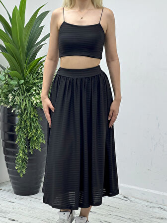 Maxi Boy Örme Astarlı Etek