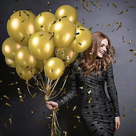 VIP 100 PCS SHINY METALLIC GOLD BALLOON VIP KALİTE PARLAK METALİK GOLD BALON HELYUM GAZI UYUMLU