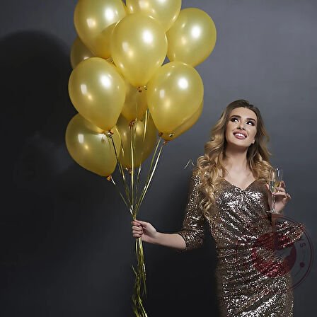 VIP 100 PCS SHINY METALLIC GOLD BALLOON VIP KALİTE PARLAK METALİK GOLD BALON HELYUM GAZI UYUMLU