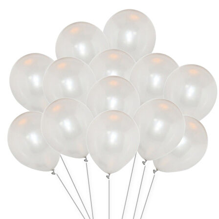 VIP 100 PCS SHINY METALLIC WHİTE BALLOON VIP KALİTE PARLAK METALİK BEYAZ BALON HELYUM GAZI UYUMLUDUR