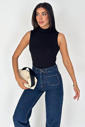 Kadın Kolsuz Boğazlı Basic Body – Sleek Core