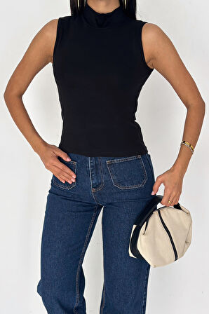 Kadın Kolsuz Boğazlı Basic Body – Sleek Core