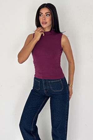 Kadın Kolsuz Boğazlı Basic Body – Sleek Core