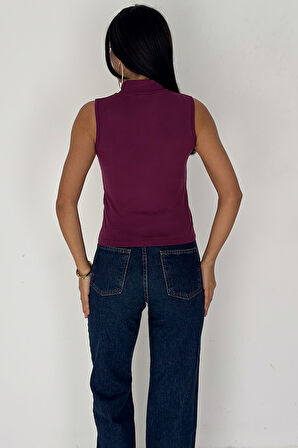 Kadın Kolsuz Boğazlı Basic Body – Sleek Core