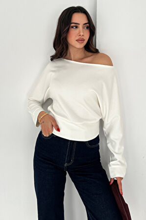 Kadın Omuz Açık Uzun Kollu Bluz – Wine Mood