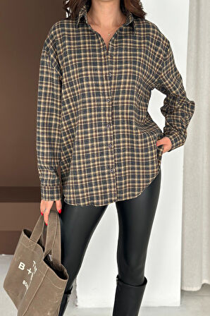 Kadın Ekose Oversize Gömlek – Layer Mood