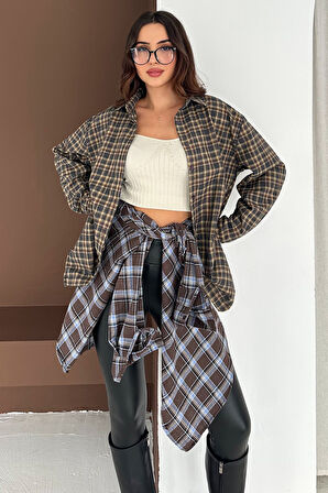 Kadın Ekose Oversize Gömlek – Layer Mood