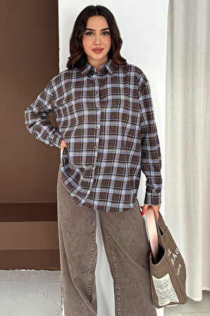 Kadın Ekose Oversize Gömlek – Layer Mood