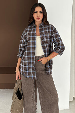 Kadın Ekose Oversize Gömlek – Layer Mood