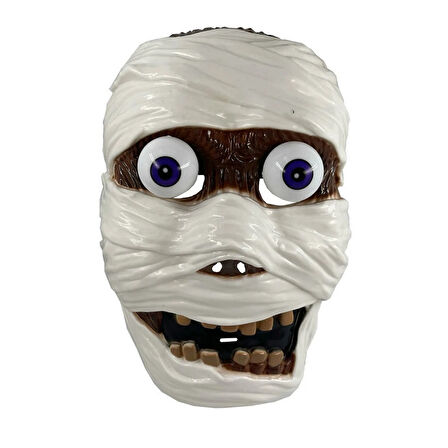 MUMMY HALLOWEEN HORROR MASK VIP CADILAR BAYRAMI KORKU MASKESİ GÖZLERİ OYNAYAN MASKE MUMYA MASKESİ