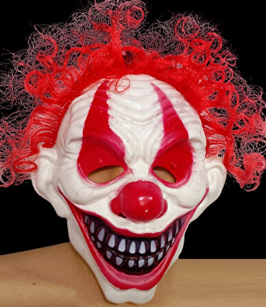 VIP BAD CLOWN HALLOWEEN HORROR MASK VIP CADILAR BAYRAMI KORKU MASKESİ SAÇLI KÖTÜ PALYAÇO MASKESİ