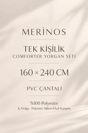 Merinos Tek Kişilik Comforter Yorgan Seti | 160x240 cm | Yumuşak Dokulu | Şık ve Konforlu
