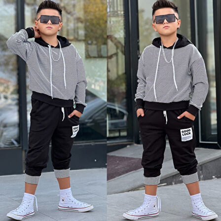 Çizgili Good Luck Erkek Tarz 2'li Takım - 4/12 Yaş - 31540