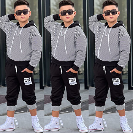 Çizgili Good Luck Erkek Tarz 2'li Takım - 4/12 Yaş - 31540