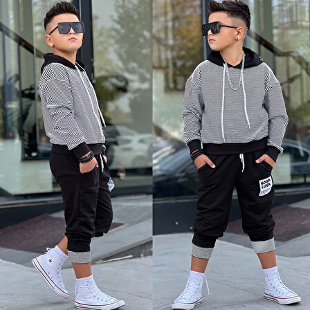 Çizgili Good Luck Erkek Tarz 2'li Takım - 4/12 Yaş - 31540