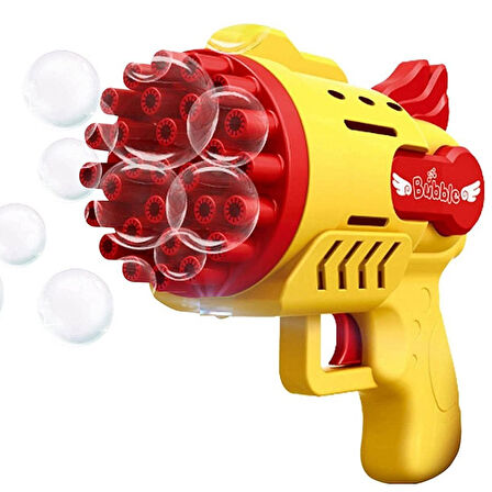 2 ADET SARI PEMBE KÖPÜK TABANCASI 29 DELİKLİ ÇOKLU KÖPÜK ATAN TABANCA  2 SOLİSYON HEDİYE BUBBLES GUN