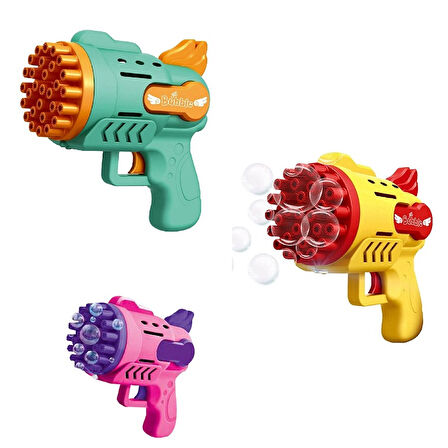 3 ADET MAVİ SARI PEMBE KÖPÜK TABANCASI 29 DELİKLİ ÇOKLU KÖPÜK ATAN TABANCA  6 SOLİSYONLU BUBBLES GUN