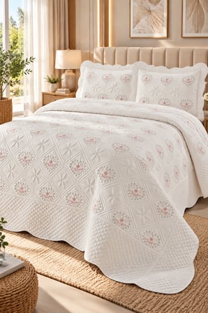 Bella Home Laretta Çift Kişilik Yatak Örtüsü Seti | 250x260 cm | Zarif Şık ve Modern Tasarım