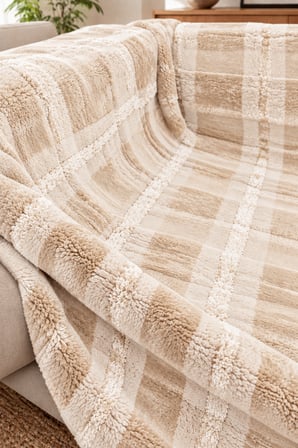 Bella Home 180x220 cm Peluş 3D Koltuk Örtüsü | Yumuşak Dokulu | Dekoratif, Şık ve Minimal Tasarım