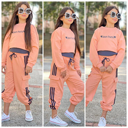 Amour Tarz 3'lü Kız Çocuk Eşofman Takım - 4/14 Yaş - 31556