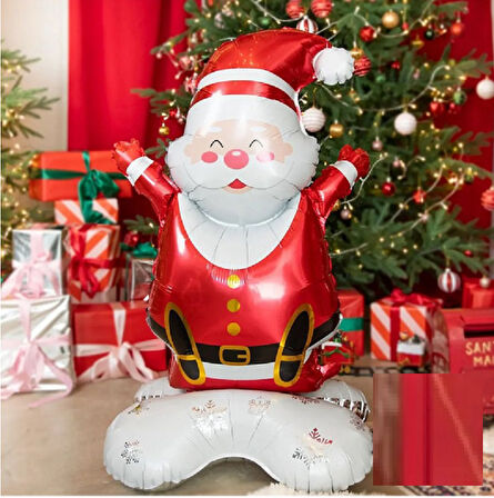 YILBAŞI FOLYO BALON NOEL BABA 150 CM AYAKLI MERRY CHİRSTMAS NOEL SÜSLEME