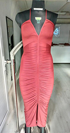 Kadın Elbise Poliamid Büzgülü