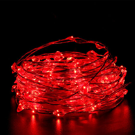 2 METRE KIRMIZI LED IŞIK KIRMIZI YILBAŞI AĞACI IŞIĞI NOEL IŞIĞI KIRMIZI PİLLİ LED IŞIK RED LED LİGHT