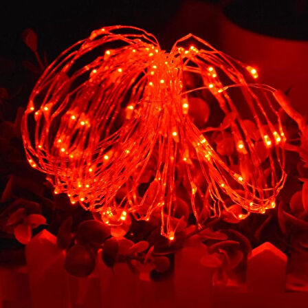 2 METRE KIRMIZI LED IŞIK KIRMIZI YILBAŞI AĞACI IŞIĞI NOEL IŞIĞI KIRMIZI PİLLİ LED IŞIK RED LED LİGHT