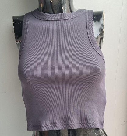 Kadın Fitilli Halter Yaka Crop Atlet