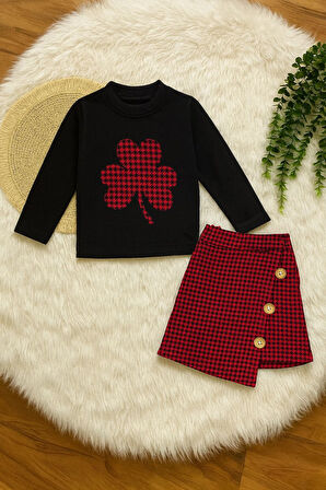 Yonca Desenli Kız Çocuk Etekli Takım - 2/10 Yaş - 31572