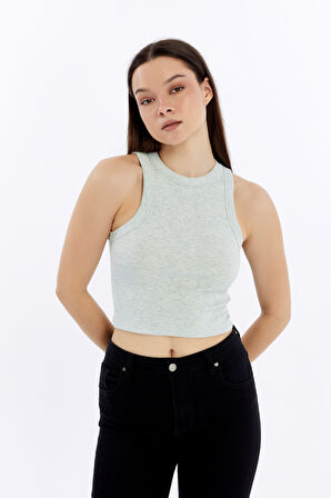 Kadın 3 Lü Fitilli Halter Yaka Crop Atlet