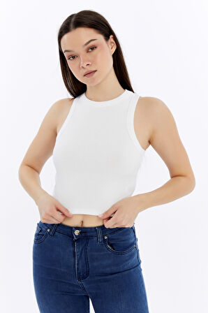 Kadın 3 Lü Fitilli Halter Yaka Crop Atlet