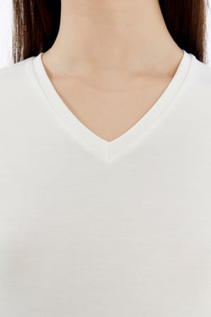 Kadın V Yaka Basıc Kısa Kollu t-shirt
