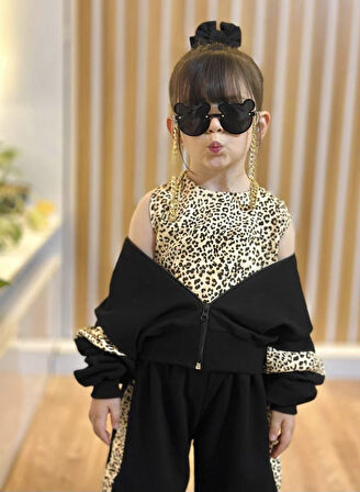 Leopar 3' Lü Kız Çocuk Eşofman Tarz Takım - 4/14 Yaş - 31579