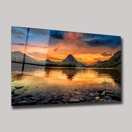 Kızıl Gün Batımı Cam Tablo 35x50 cm