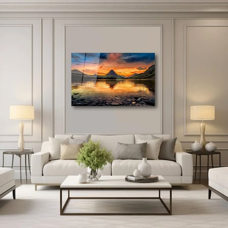 Kızıl Gün Batımı Cam Tablo 35x50 cm