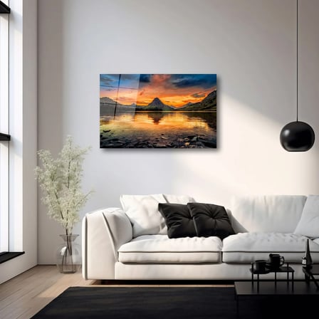 Kızıl Gün Batımı Cam Tablo 35x50 cm