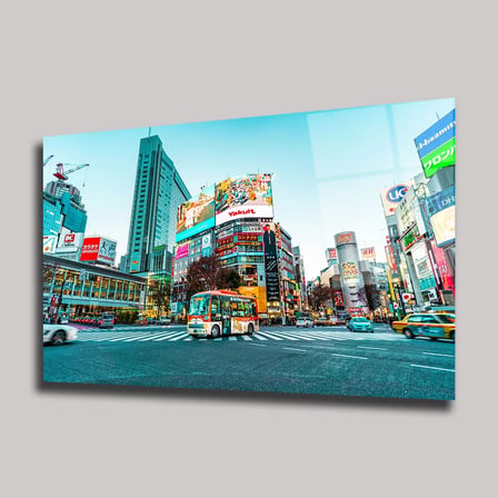 Tokyo Shibuya Kavşağı Cam Tablo 35x50 cm