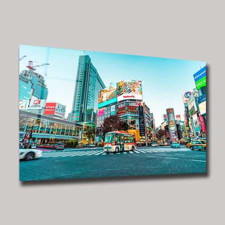 Tokyo Shibuya Kavşağı Cam Tablo 35x50 cm