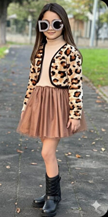 Kız Çocuk Leopar Detaylı Özel Tasarım 2’li Kombin - 2/10 Yaş - 31583