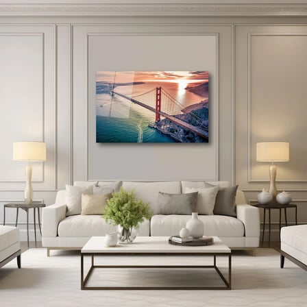 Golden Gate Köprüsü Cam Tablo 60x90 cm