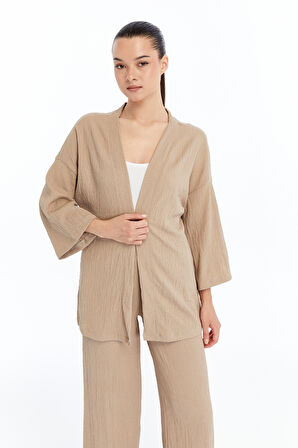 Kadın Bürümcük Kimono Pantolon Takım