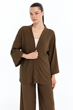 Kadın Bürümcük Kimono Pantolon Takım