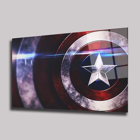 Kaptan Amerika Kalkanı Cam Tablo – Sinematik Dekor 35x50 cm