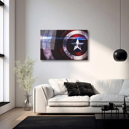 Kaptan Amerika Kalkanı Cam Tablo – Sinematik Dekor 35x50 cm