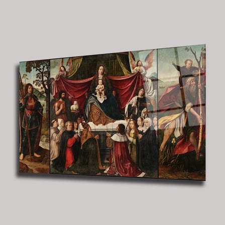 Rönesans Dönemi Meryem Ana ve İsa Cam Tablo 35x50 cm