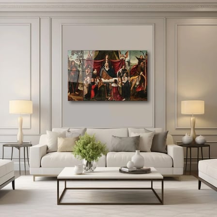 Rönesans Dönemi Meryem Ana ve İsa Cam Tablo 35x50 cm