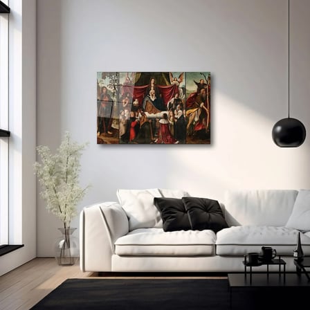 Rönesans Dönemi Meryem Ana ve İsa Cam Tablo 35x50 cm