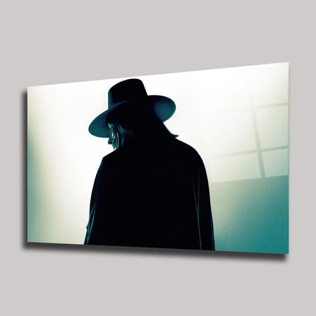 V for Vendetta Guy Fawkes Maskesi Cam Tablo 35x50 cm