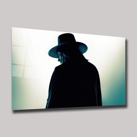 V for Vendetta Guy Fawkes Maskesi Cam Tablo 35x50 cm